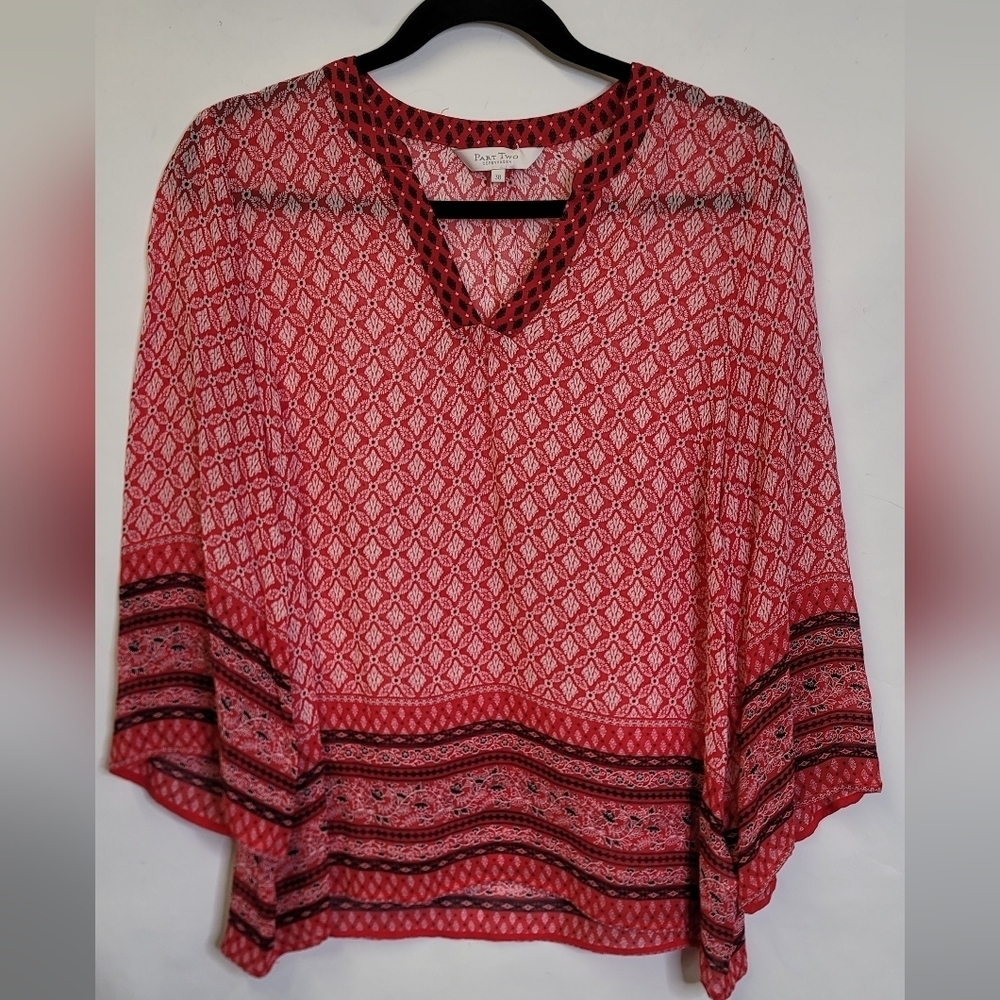 Part Two Copenhagen Sheer v Neck Boho print Blouse
